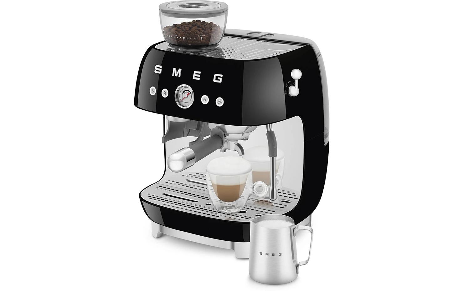 Siebträgermaschine 50's Style EGF03BLEU Schwarz<br>Espresso Kaffeemaschine
