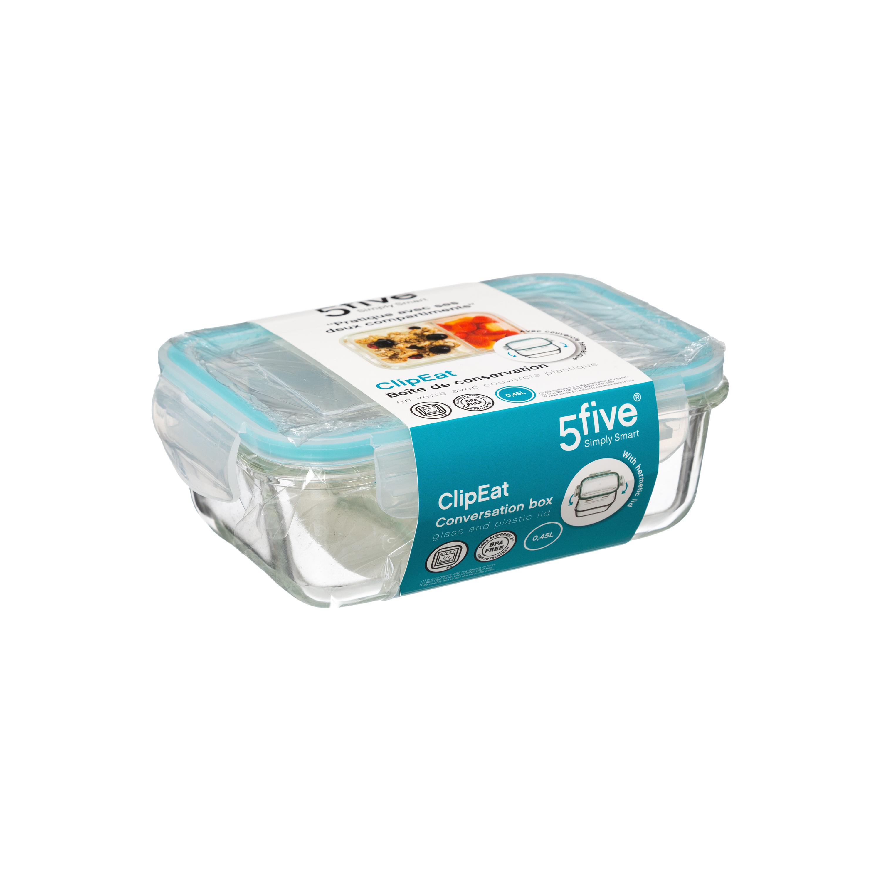 BOITE VERRE RECTANGLE 0.45L CLIPEATSE