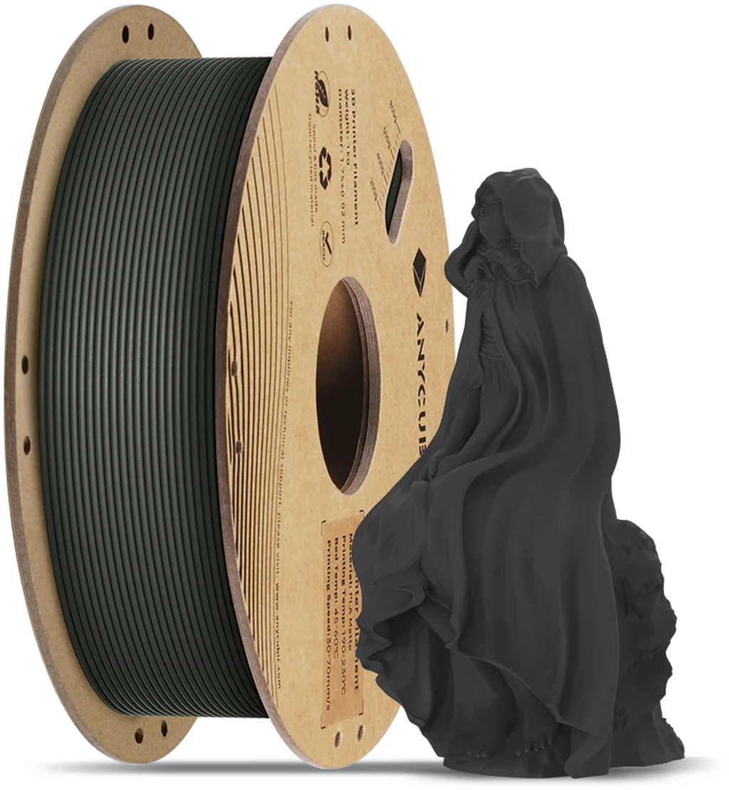 Anycubic  PLA Matte Black, 1,75 mm / 1000 g    Seidenmattes Finish in Black