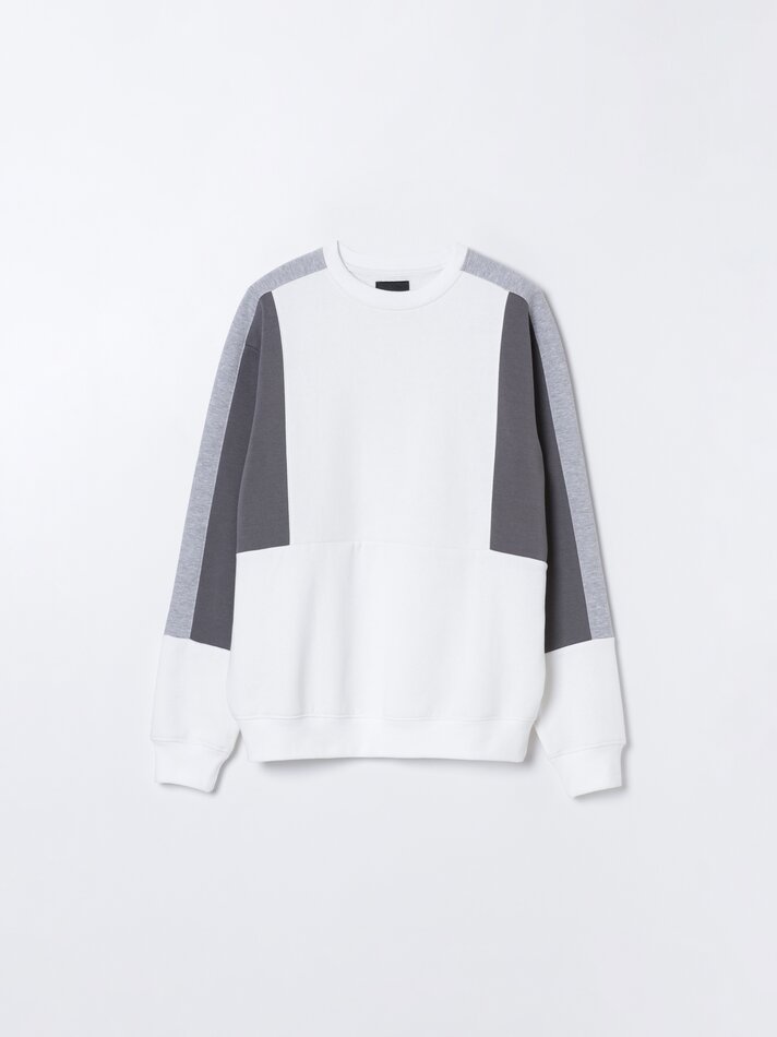 Moletom com blocos de cores - Branco