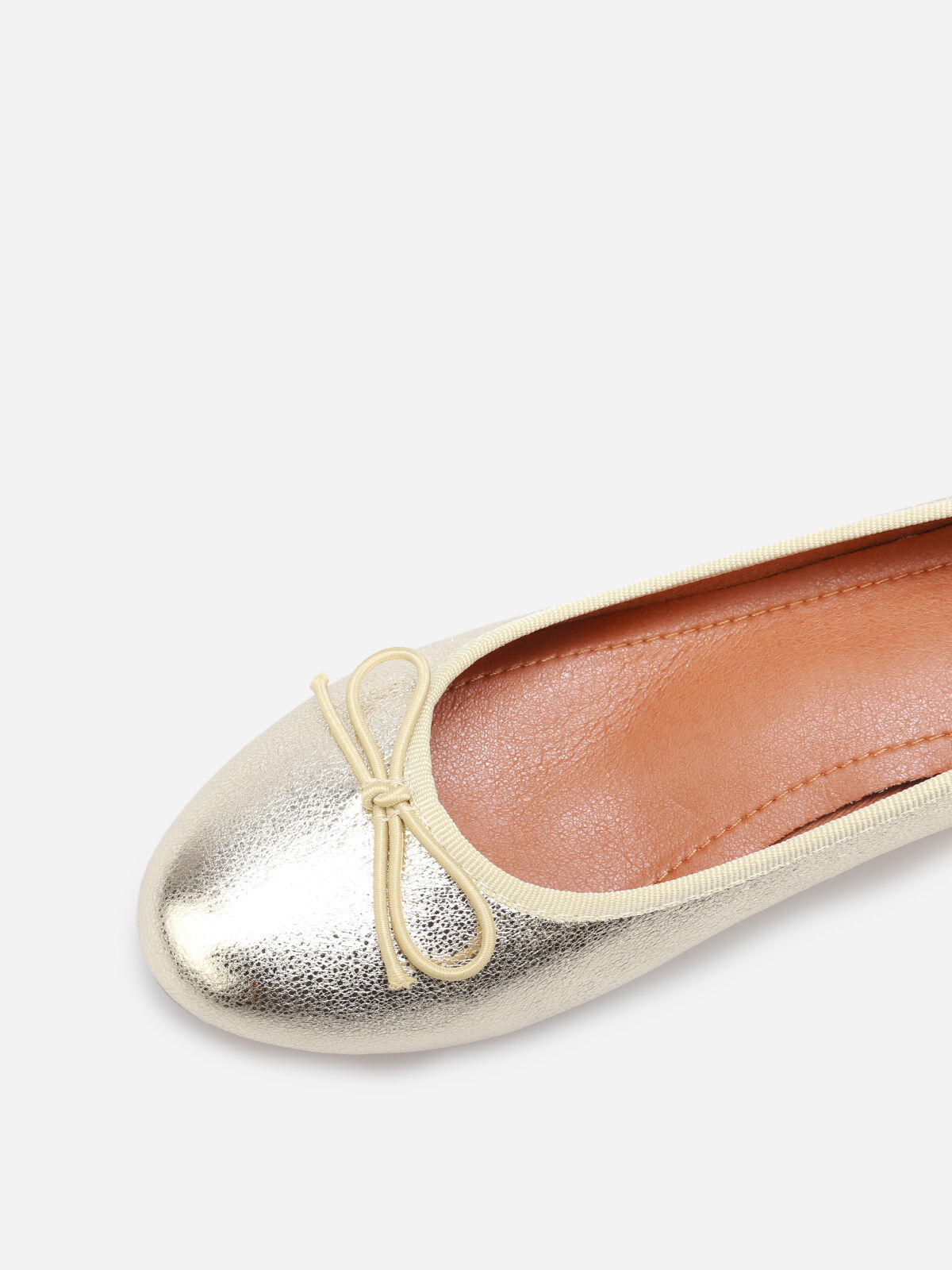 Ballerines à talon et noeud- Doré
