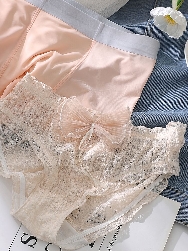 Pancherry - Koppelset: Boxershort + Kanten Slip met Strik