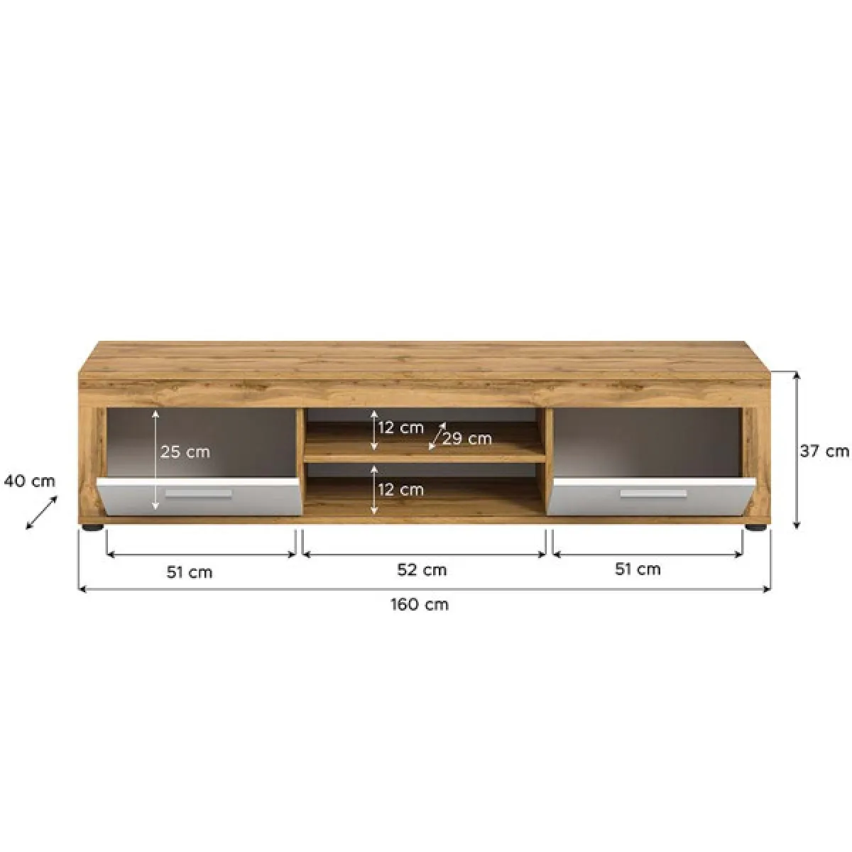 Dansmamaison Meuble TV MAJ - Blanc/Bois