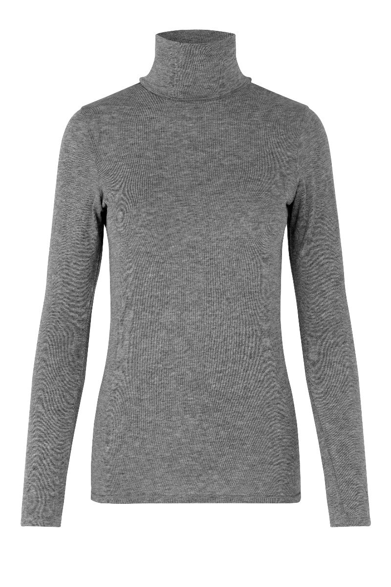 Second Female  Matima T-Neck langærmet t-shirt - Grey Melange