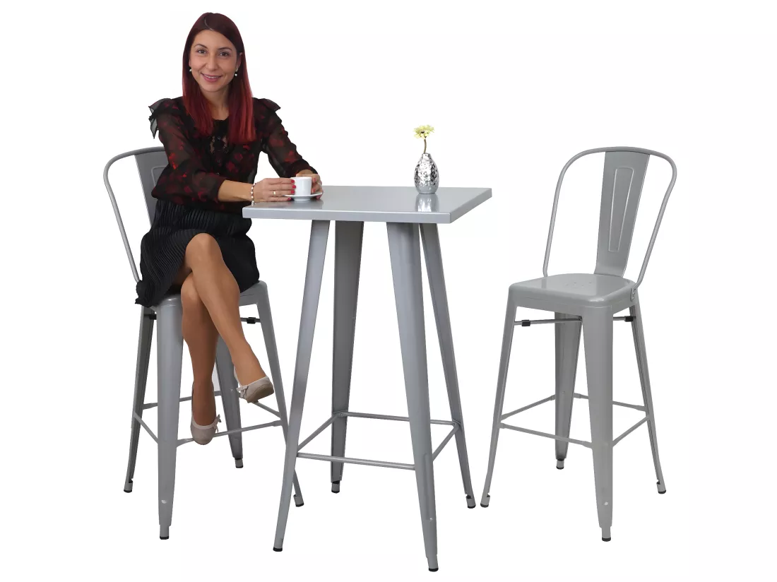 Table haute MCW-A73 Métal, gris