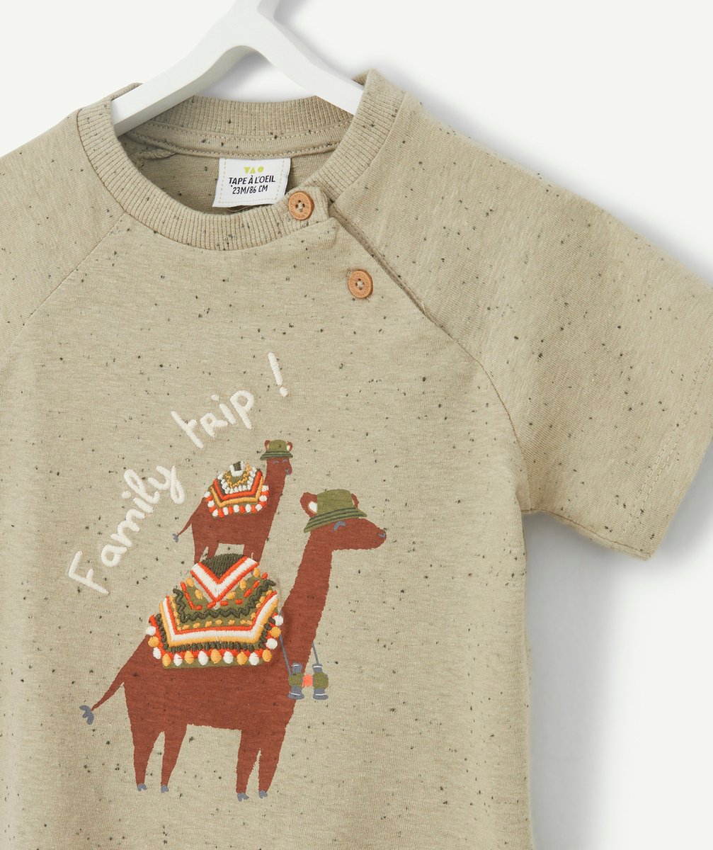T-SHIRT BÉBÉ GARÇON VERT AVEC ANIMATION BRODÉE