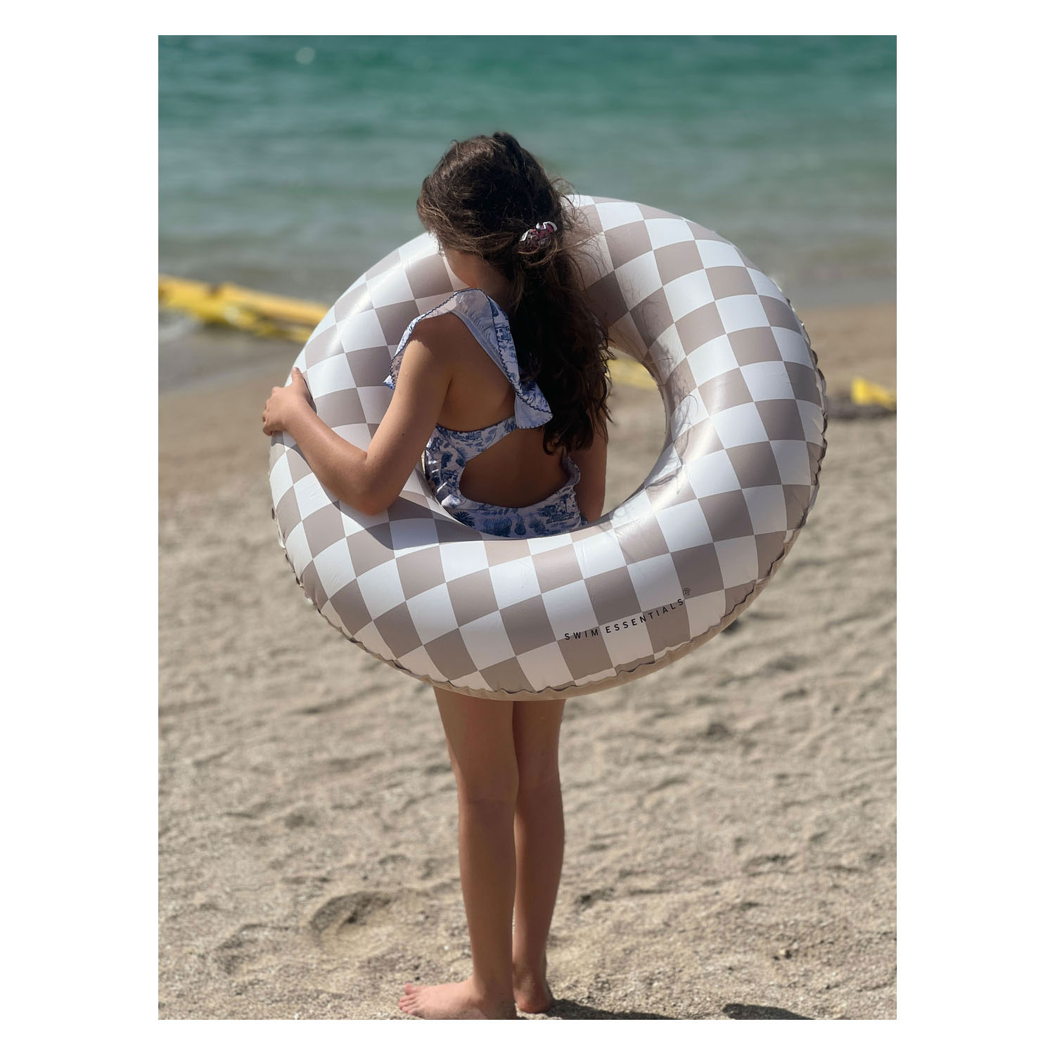 Swim Essentials Zwemring Geblokt Beige, 90cm
