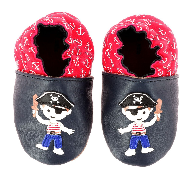 Robeez Robeez Chaussons Caribbean Boy Marine Rouge Print Ancre