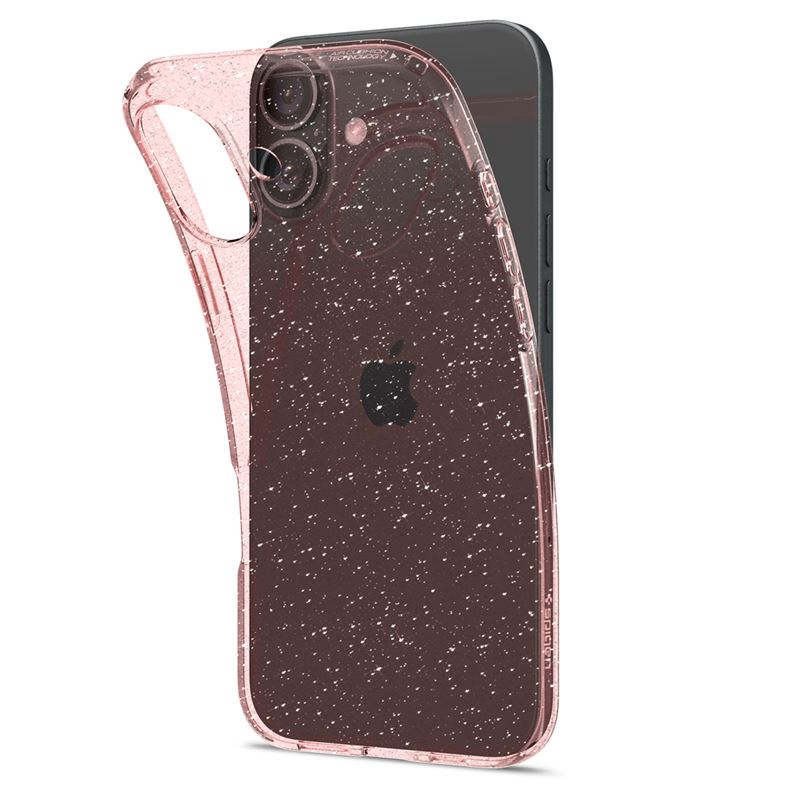iPhone 16 Liquid Crystal Glitter Case Gummi Hülle (ACS08193) - Rose Quartz