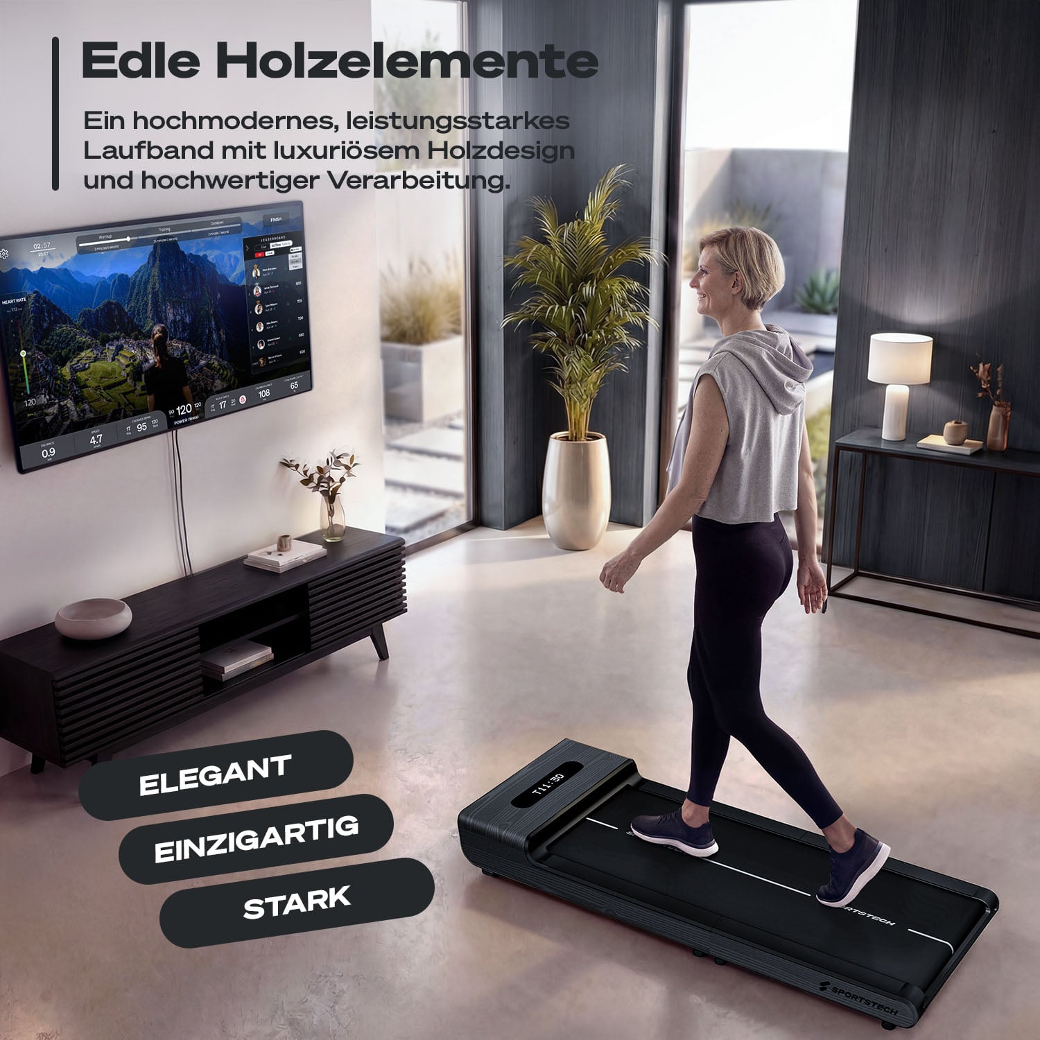 WoodPad Pro Laufband grau