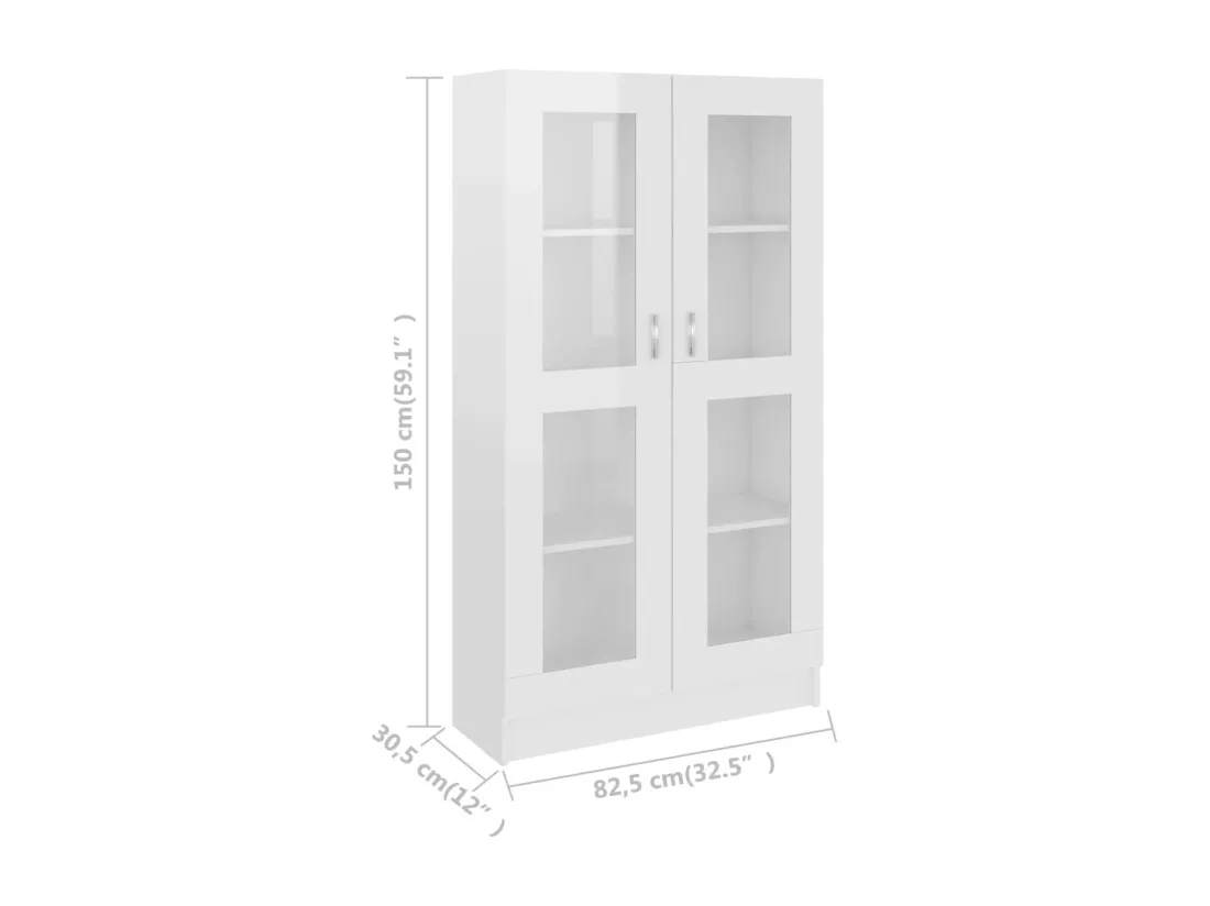 Armoire vitrine Blanc brillant 82,5x30,5x150 cm Bois ingénierie