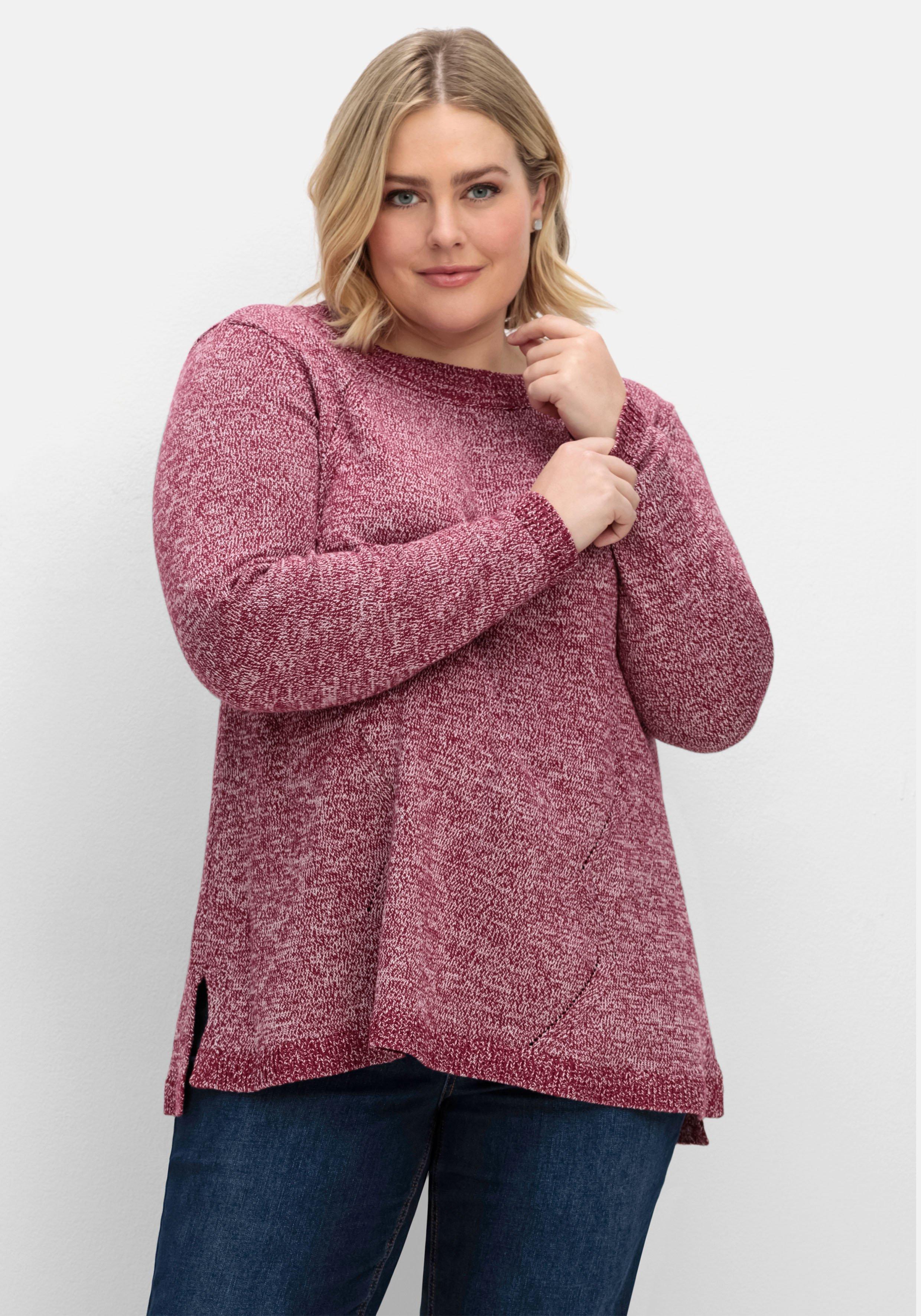 Melierter Pullover in A-Linie, flauschige Qualität