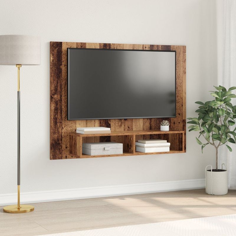 vidaXL Wand TV Kast - Oude Hout - Bewerkt Hout - Modulair Ontwerp
