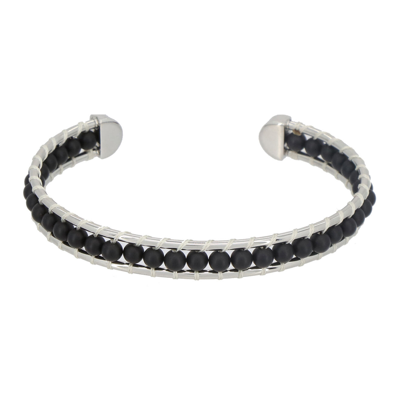 Jacobson Bracelet Bangle Agate en Perles & Acier