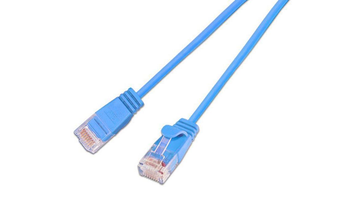 Slimpatchkabel RJ-45 - RJ-45, Cat 6, UTP, 5 m, BlauLightpatchkabel rund, ungeschirmtes Twisted-Pair-Kabel (U/UTP) mit Klinkenschutz