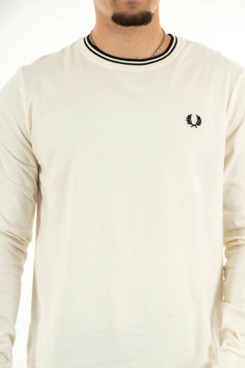 tee shirt manches longues fred perry twin tipped 560 ecru