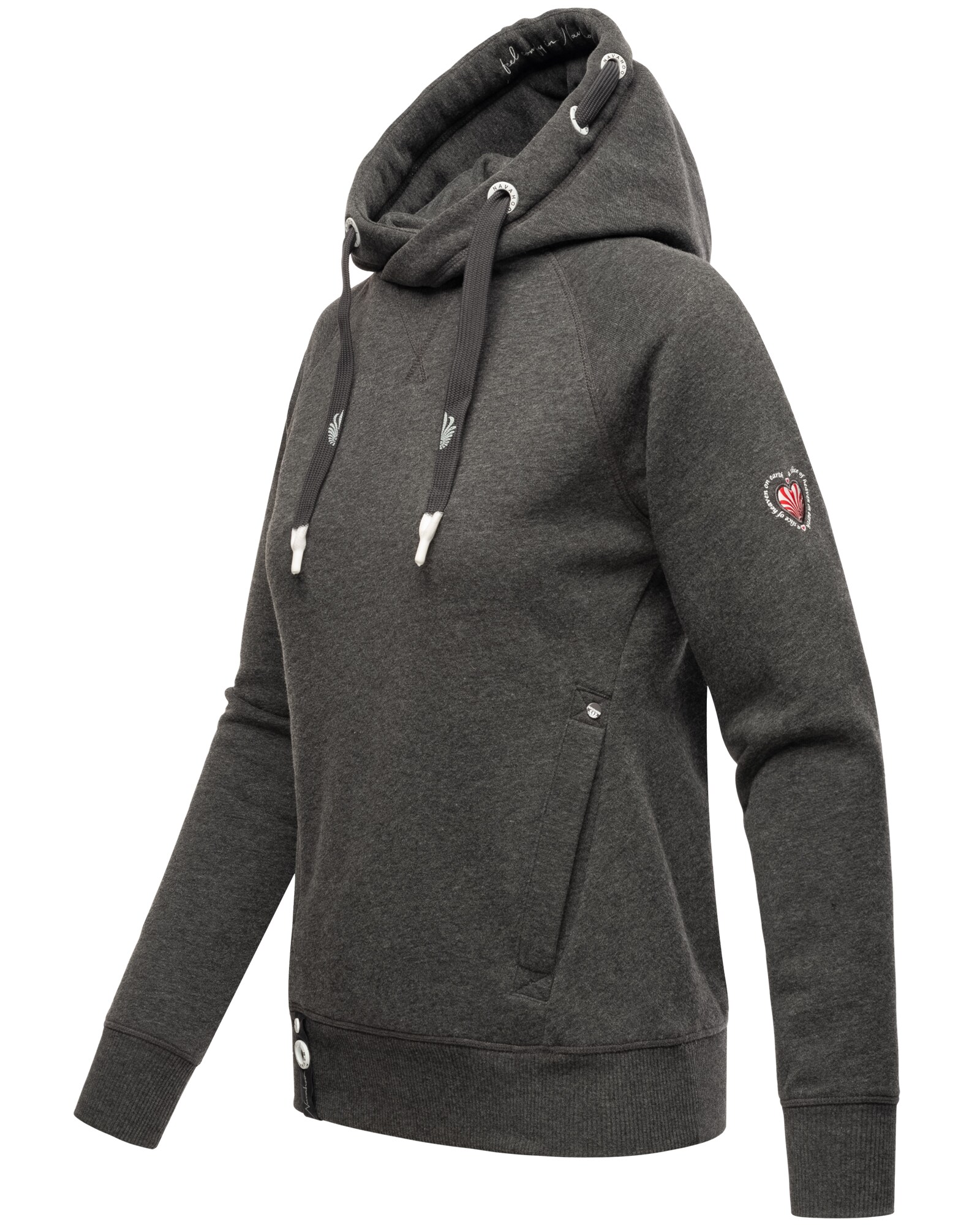NAVAHOO Damen Kapuzensweatshirt Hoodie mit Kapuze & Breiten Tunnelzugkordeln Liebesmäuschen