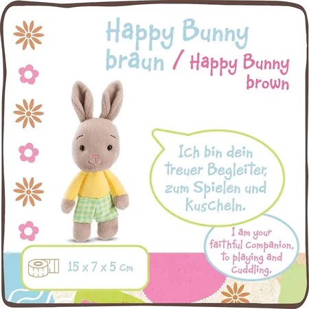 NICI Schlenker Hase Happy Bunnie braun, 15 cm