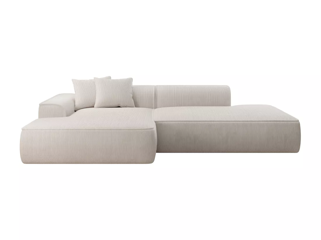 Canapé d'angle gauche en velours côtelé beige ERYNEL