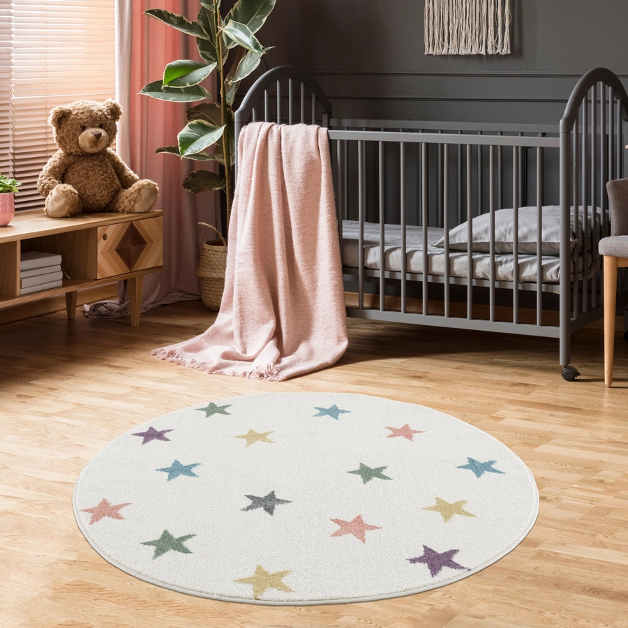 LIVONE Kinderteppich Happy Rugs Fame crememulti rund