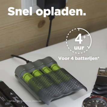 GP ReCyko  USB Rapid Batterijlader incl. 4 AA Batterijen