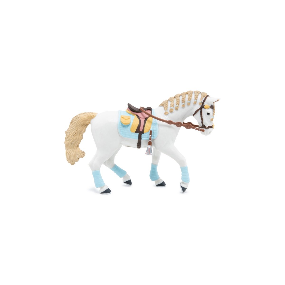 Cheval de la cavalière fashion bleue