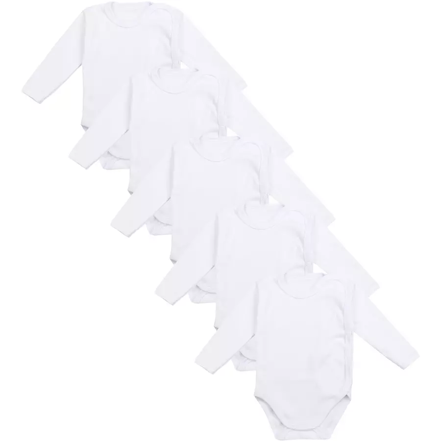 TupTam Unisex Baby Wickelbody Langarm 5er Set weiß