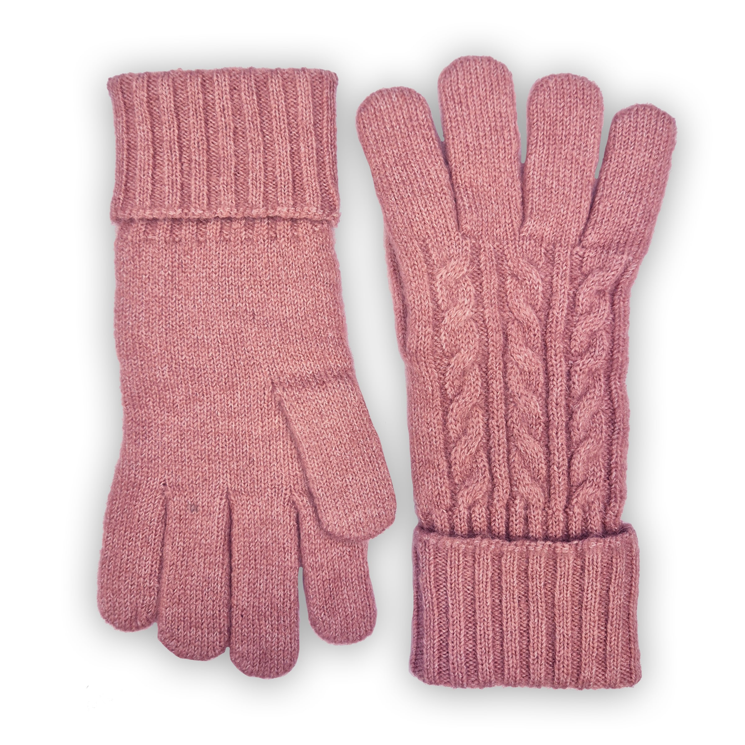 Capelli New York Strickhandschuhe 1 Paar,  mit Zopfstrickmuster, Feinstrick, breiter Umschlag, wärmend