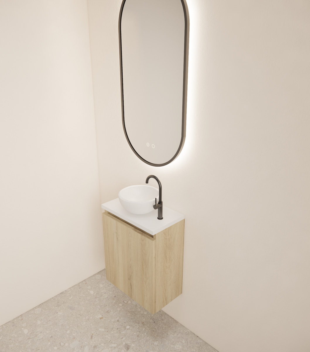 Gliss Design Echo toiletmeubel 40cm artisan eiken met toppaneel wit mat