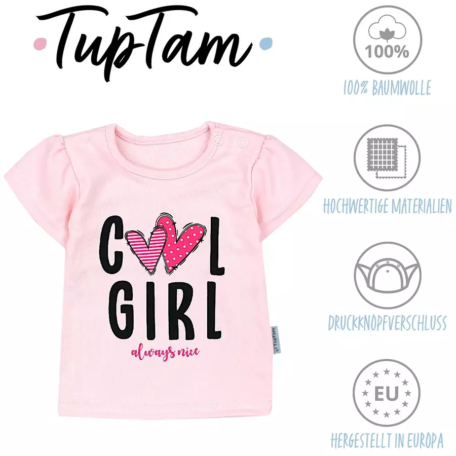 TupTam Baby Mädchen Kurzarm T-Shirt 5er Set gelbgrau