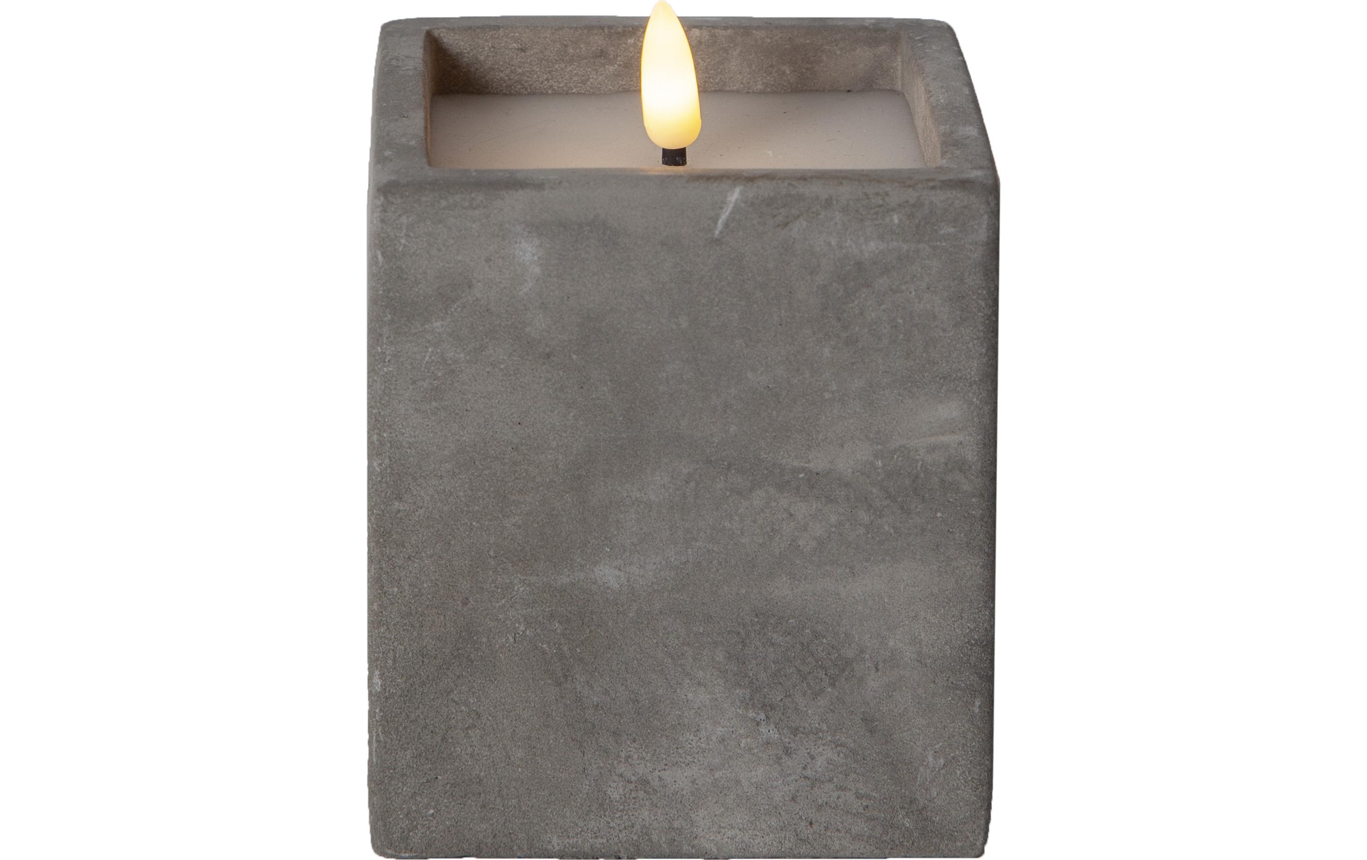 LED-Kerze Flamme Cem, 9 x 9 x 11.5 cm, GrauKünstliche Kerze mit beweglicher Flamme