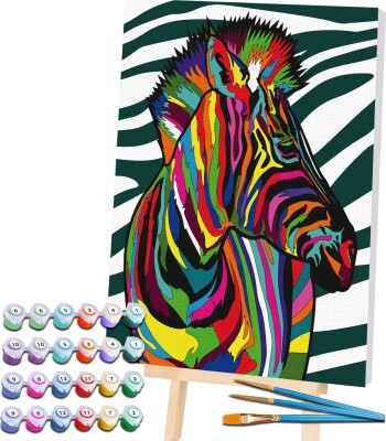 Mal Efter Tal - Lærred - Zebra - 40X30 CM