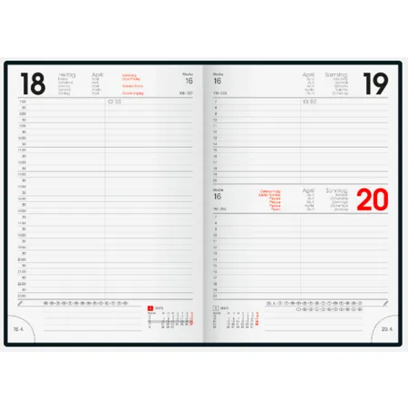 BRUNNEN Tageskalender Buchkalender A5, bordeaux, 2023