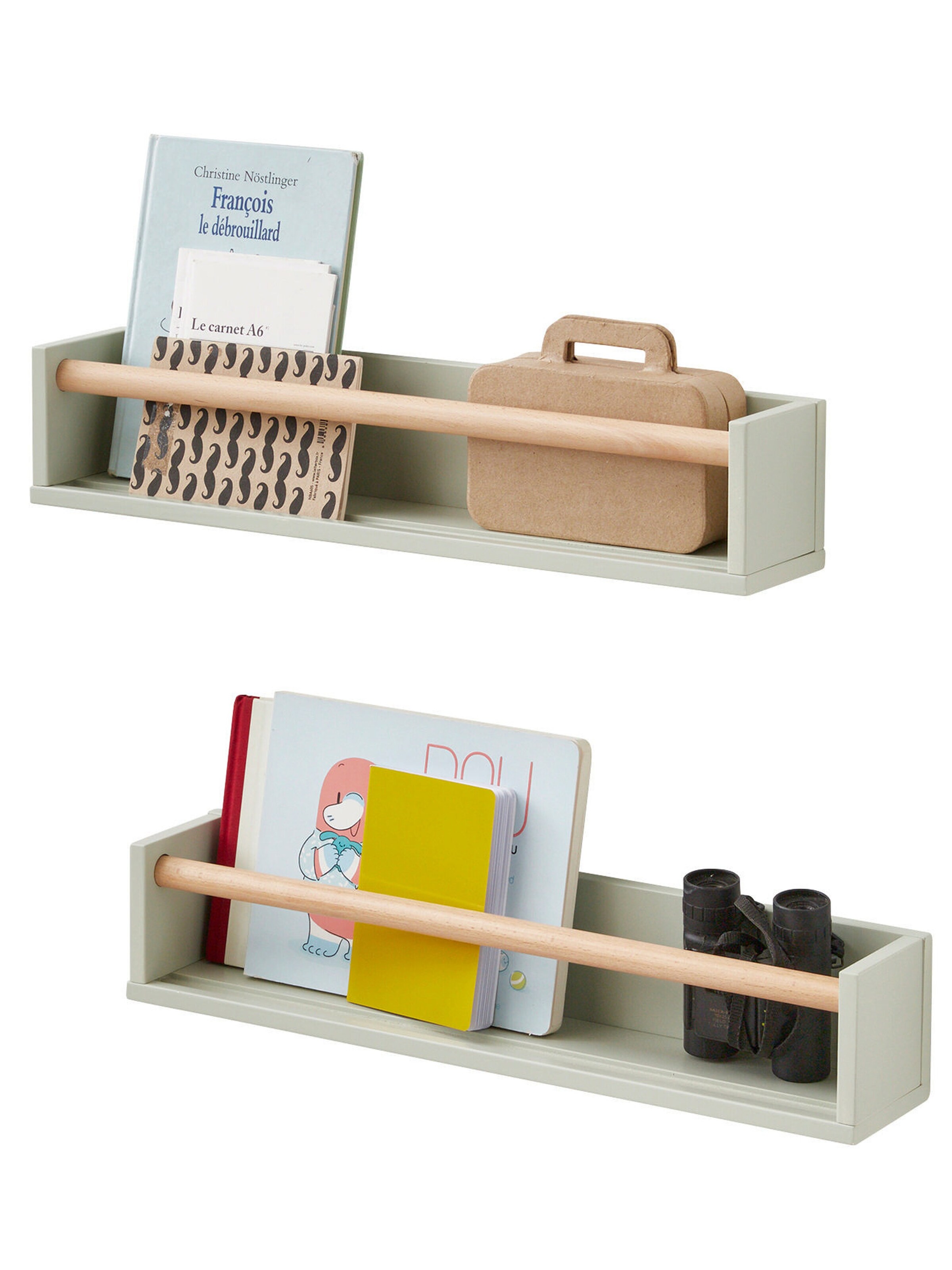 Vertbaudet 2er-Set Kinderzimmer Wandregale KONFETTI grün/natur