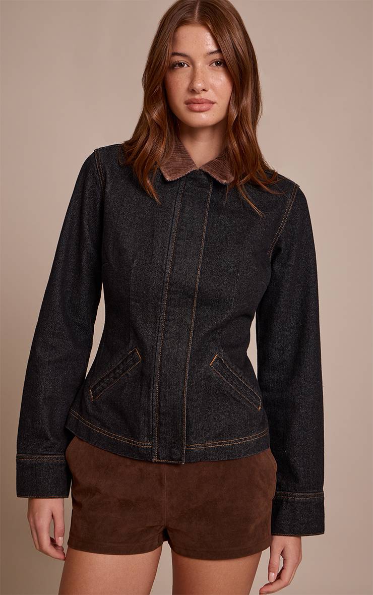 Raw Indigo Wash Veste En Denim Indigo Brut À Taille Cintrée