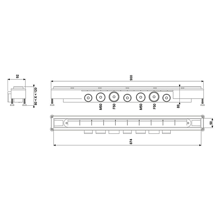 Caniveau grille gouttes Express'Eau Wirquin 865x43 mm