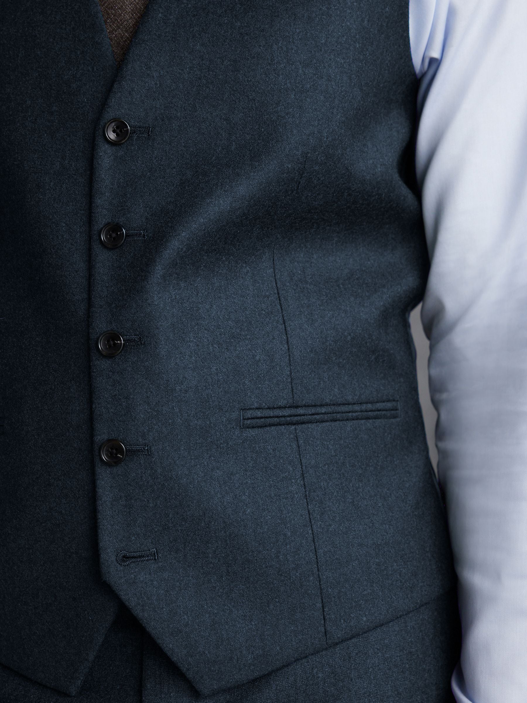 Blauw - Signature Zignone flanellen gilet van Italiaanse wol-kasjmier blend