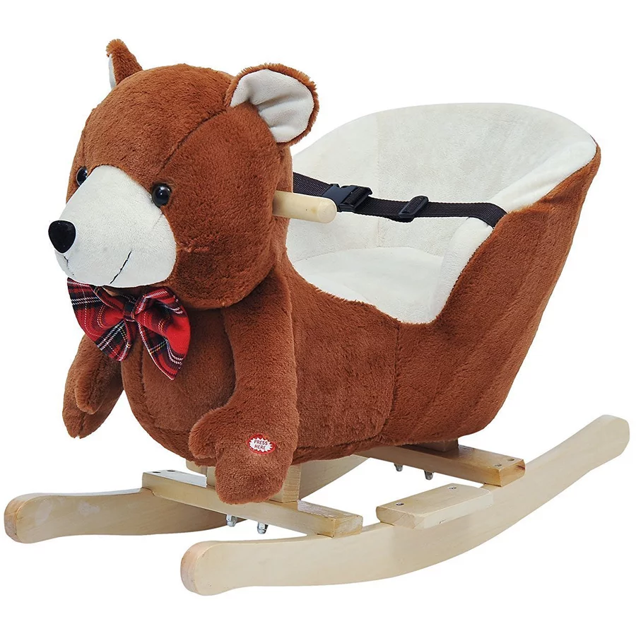 HOMCOM Kinder Schaukelwippe als Bär braun