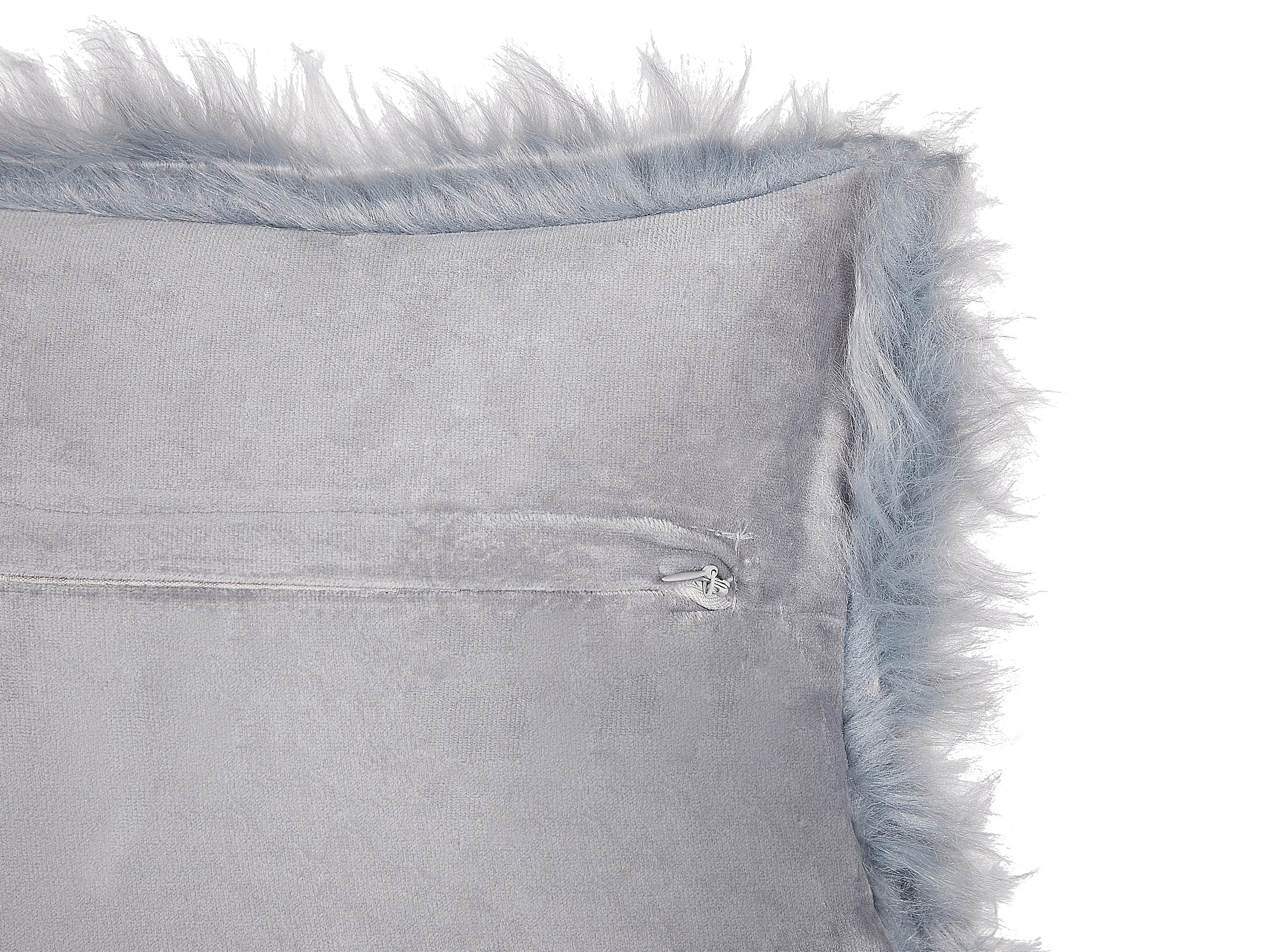 Set van 2 sierkussens LUBHA Nepbont 42 x 42 cm Donkerblauw effen