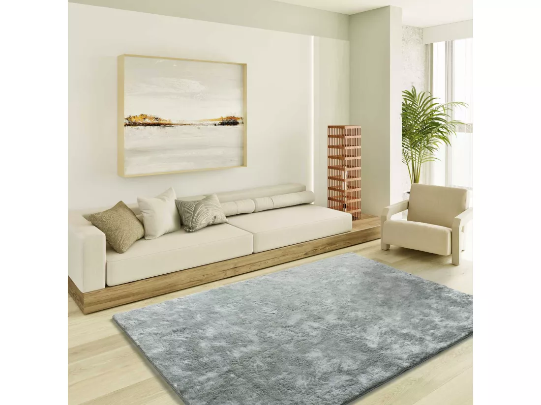 Tapis intérieur - shaggy uni - argent - 160 x 230 cm - ROMA