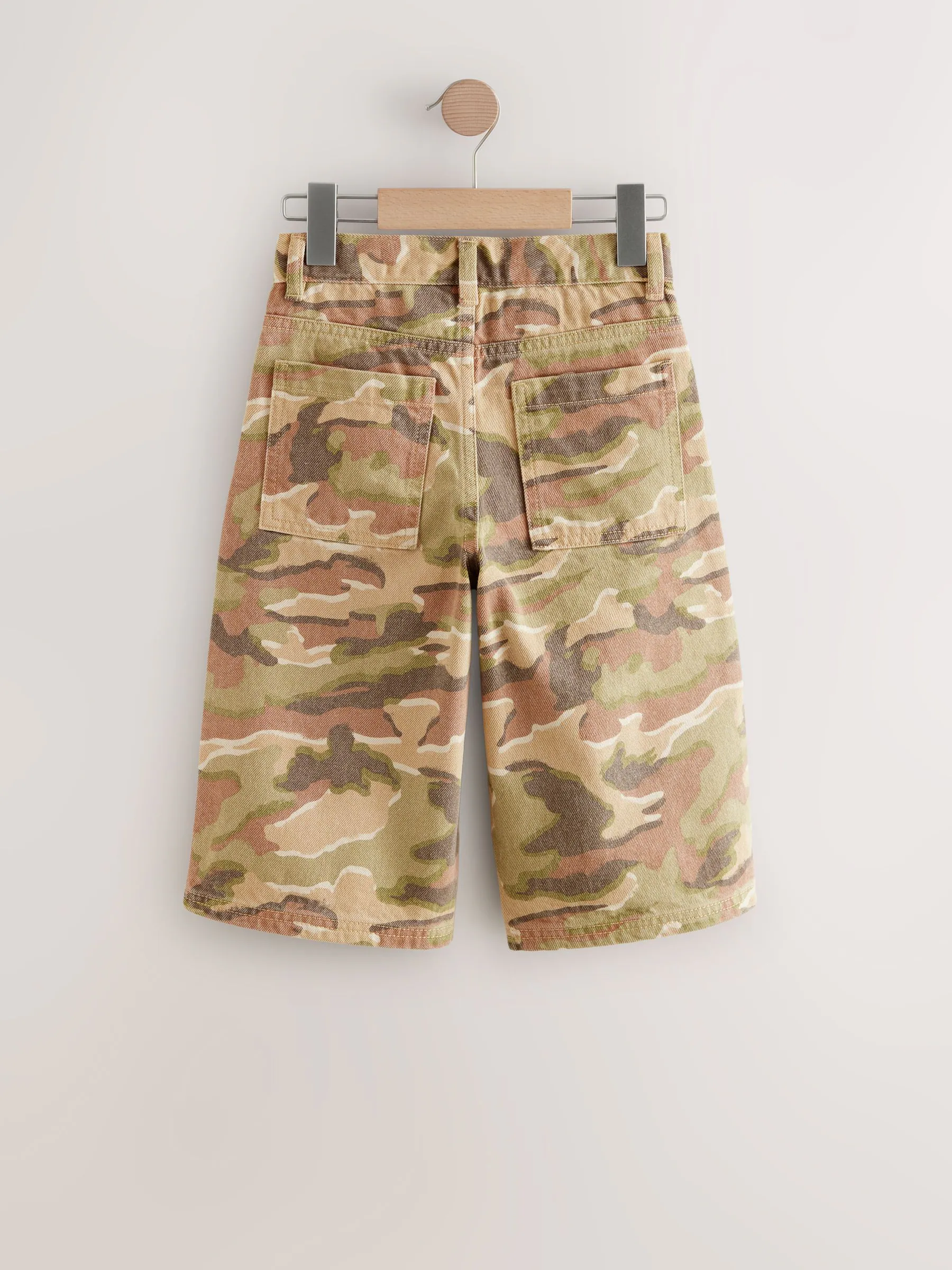 Groen/bruin camouflage - Extra lange Jort 100% katoenen denim shorts (3-16jaar)