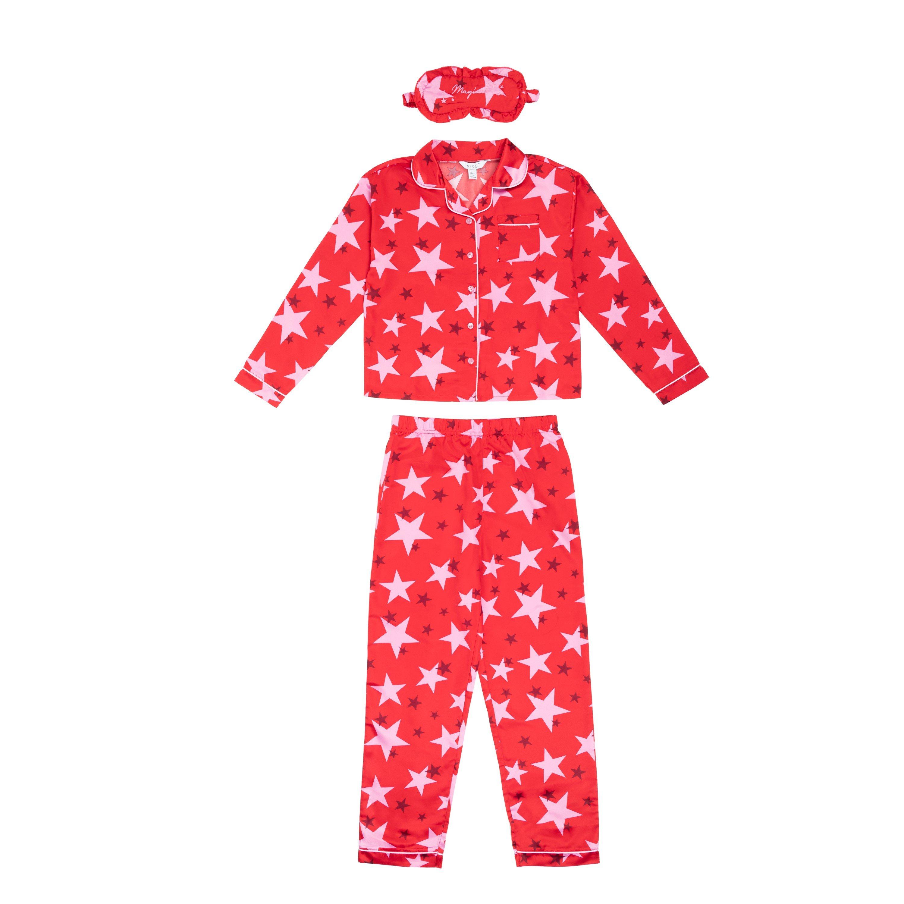 Miso Kids Girls Star Satin Pyjama Set