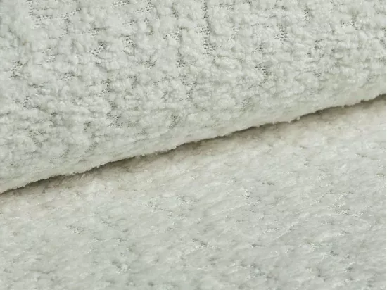 Canapé d'angle gauche convertible en tissu bouclette blanc ivoire AREMIA