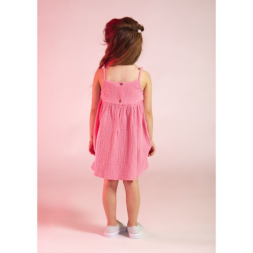 Robe à bretelles avec broderie florale pour bébé fille - Multicolore