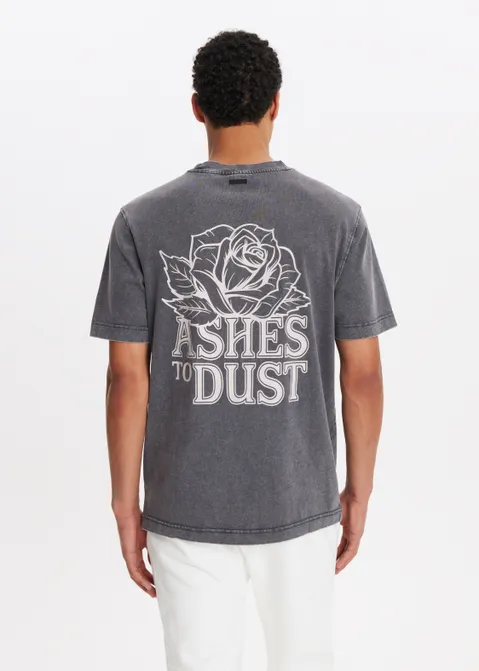 T-shirt met print tattoo rose antraciet (ANTRA)