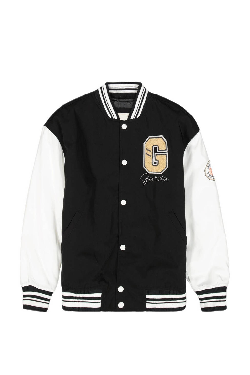 Garcia baseball jacket met logo zwart/wit