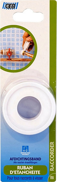 Ruban d'étanchéité PTFE GEB standard 12mm x 12m x 0,075 mm