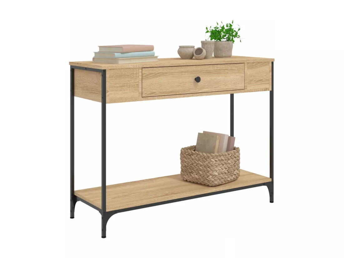 Table console chêne sonoma 100x34,5x75 cm bois d'ingénierie