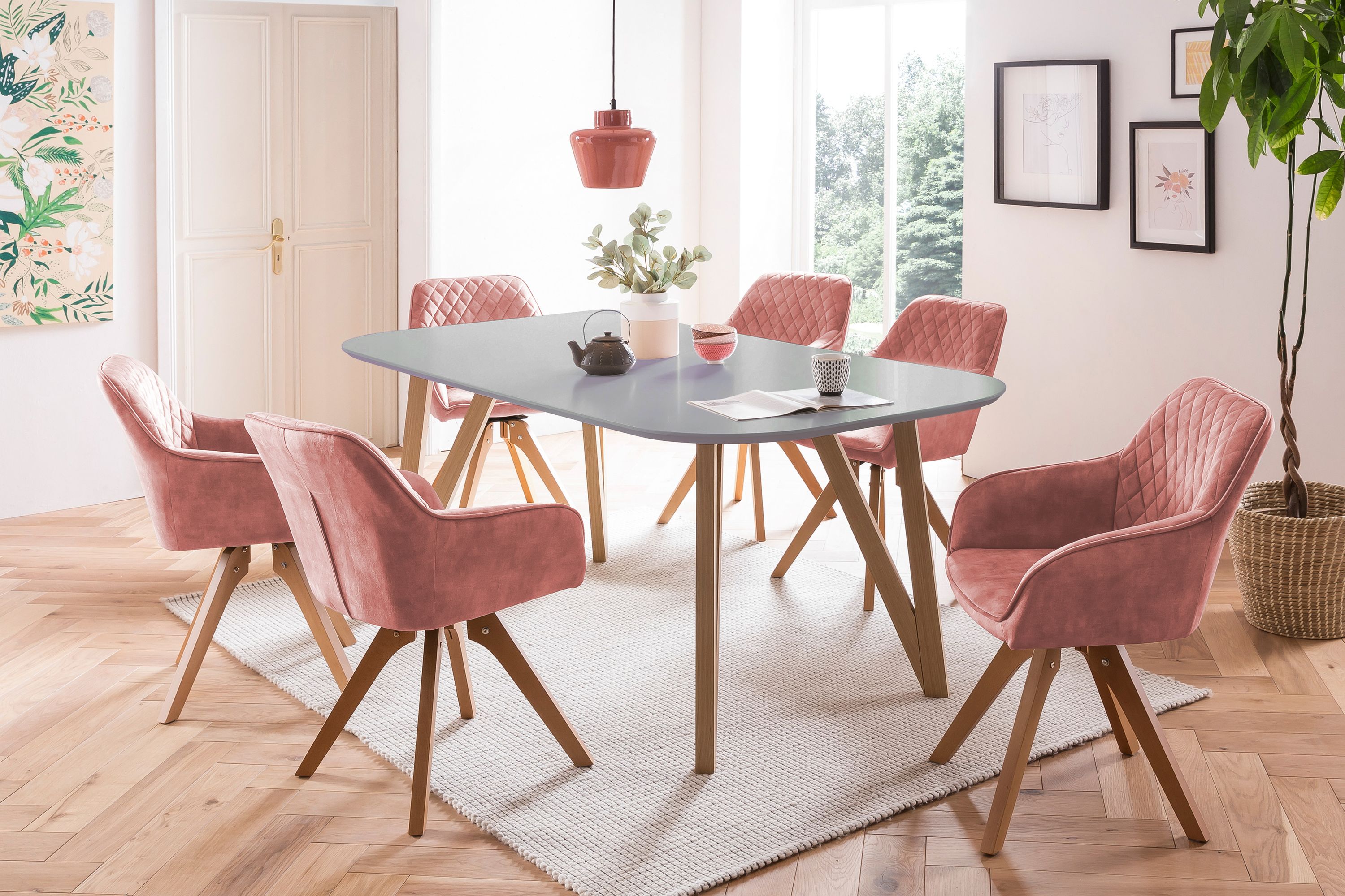 Esstisch 160x90x76 cm grau Eiche Esszimmertisch Küchentisch Tisch Holztisch