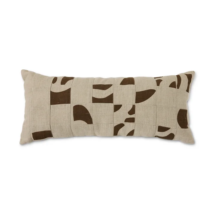HKliving - Natural Patched Kissen, 70 x 30 cm, beige / braun